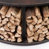 38 Inch Diameter Outdoor Steel Wood Burning Fire Pit with Log Storage, Poker and Screen Lid