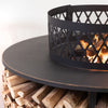 38 Inch Diameter Outdoor Steel Wood Burning Fire Pit with Log Storage, Poker and Screen Lid