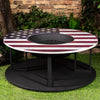 38 Inch Diameter Commemorative Outdoor Steel Wood Burning Fire Pit with Log Storage, Poker and Screen Lid