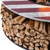 38 Inch Diameter Commemorative Outdoor Steel Wood Burning Fire Pit with Log Storage, Poker and Screen Lid