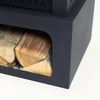 36 Inch Rectangular Outdoor Steel Wood Burning Fireplace with Log Storage Compartment and Poker