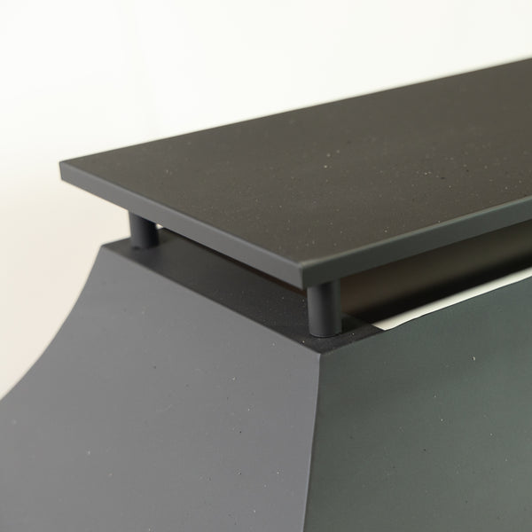 36 Inch Rectangular Outdoor Steel Wood Burning Fireplace with Log Storage Compartment and Poker