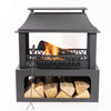 36 Inch Rectangular Outdoor Steel Wood Burning Fireplace with Log Storage Compartment and Poker