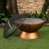 31 Inch Round Outdoor Steel Wood Burning Firebowl / Firepit with Screen Lid and Poker
