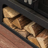70 Inch Rectangular Outdoor Steel Wood Burning Fireplace with Log Storage, Poker and Side Tables