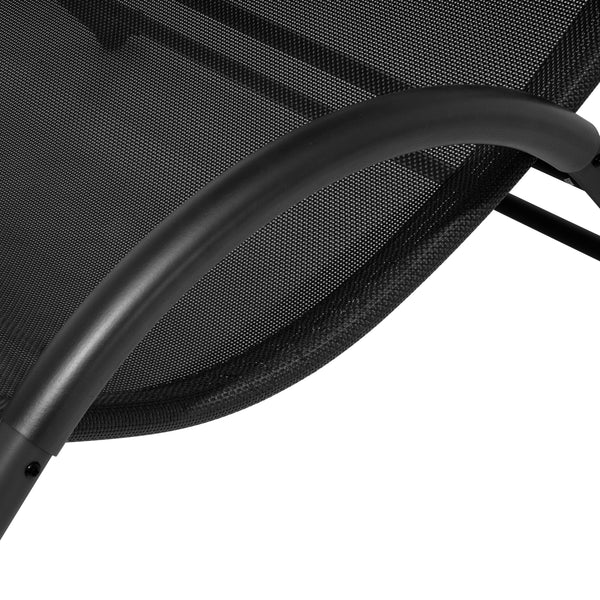 Outdoor Double Chaise Textilene Lounge Daybed with Canopy and Headrest Pillows