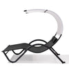 Outdoor Double Chaise Textilene Lounge Daybed with Canopy and Headrest Pillows