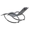Outdoor Rocking Chaise Textilene Lounge Chair with Headrest Pillow