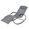 Outdoor Rocking Chaise Textilene Lounge Chair with Headrest Pillow