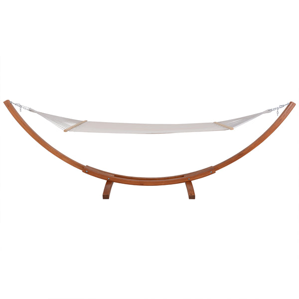 Outdoor Cedar Wood Hammock with White Textilene Fabric