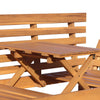 Outdoor Acacia Wood Patio Bench/Lounge Chair with Fold Down Center Table & Side Panels