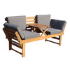 Outdoor Acacia Wood Patio Bench/Lounge Chair with Fold Down Center Table & Side Panels