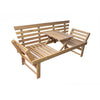 Outdoor Acacia Wood Patio Bench/Lounge Chair with Fold Down Center Table & Side Panels