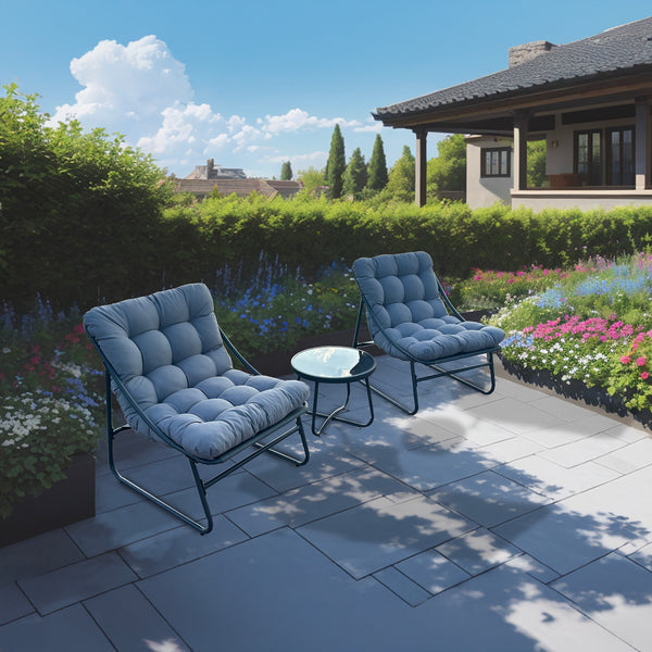 Outdoor Modular Bistro Set with Gray Cushion Set