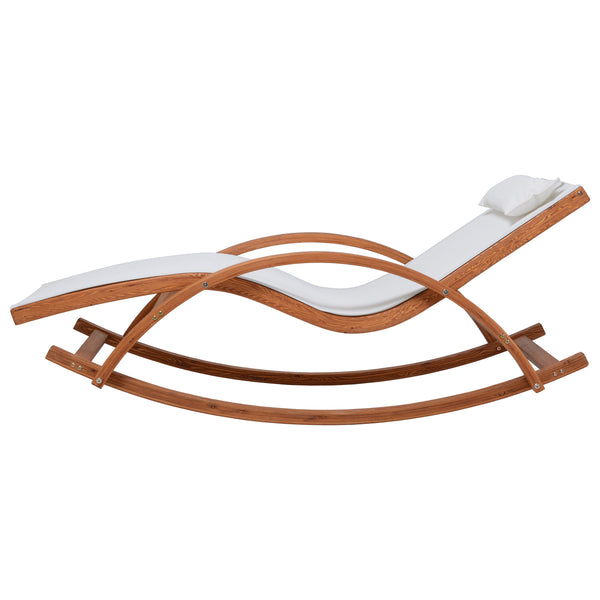 Outdoor Cedar Wood Patio Lounge Chair with White Textilene Fabric