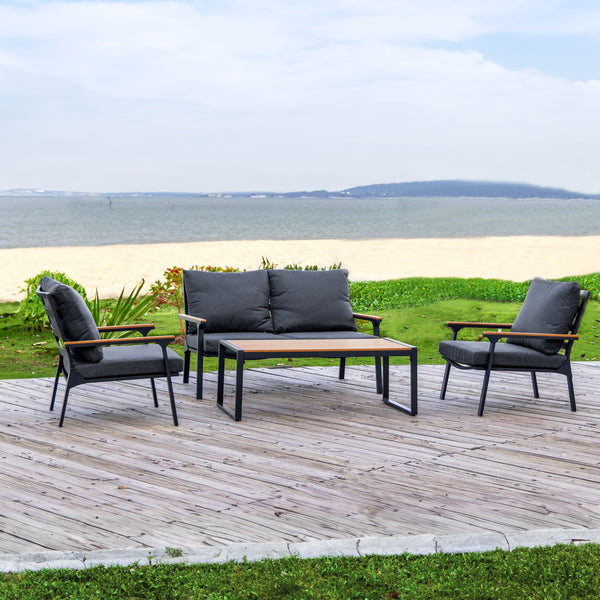 4 Place Seating Outdoor Patio Conversation Set with Coffee Table