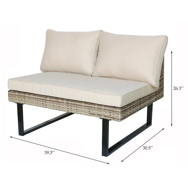 8 Place Seating Outdoor Wicker Corner Sectional Sofa and Ottoman Set with Table