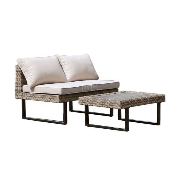 8 Place Seating Outdoor Wicker Corner Sectional Sofa and Ottoman Set with Table