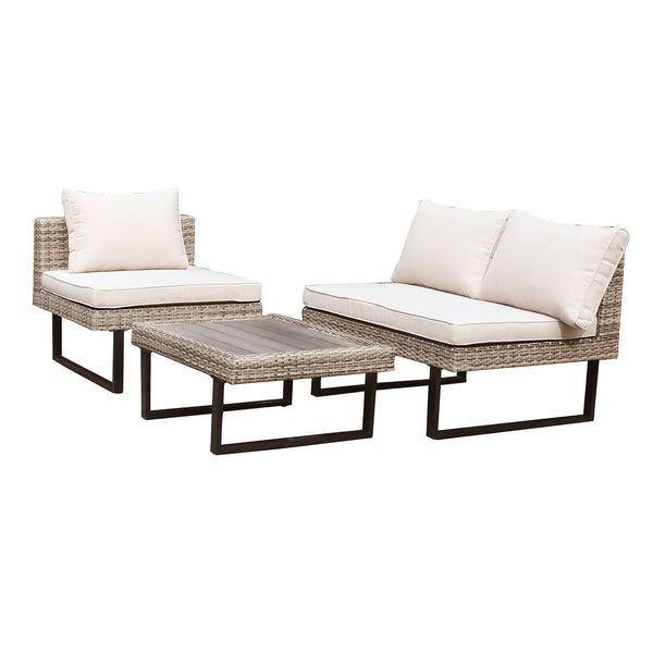 8 Place Seating Outdoor Wicker Corner Sectional Sofa and Ottoman Set with Table