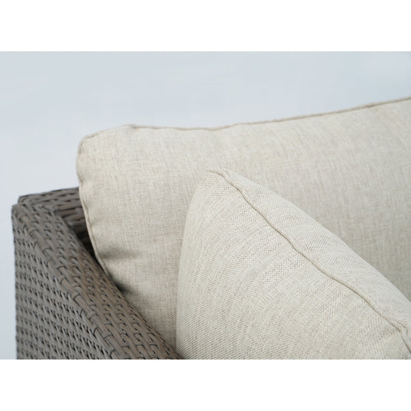 8 Piece Brown Outdoor Sectional Wicker Sofa Chairs and Tables  with Interchangable Beige and Red Cushion Covers