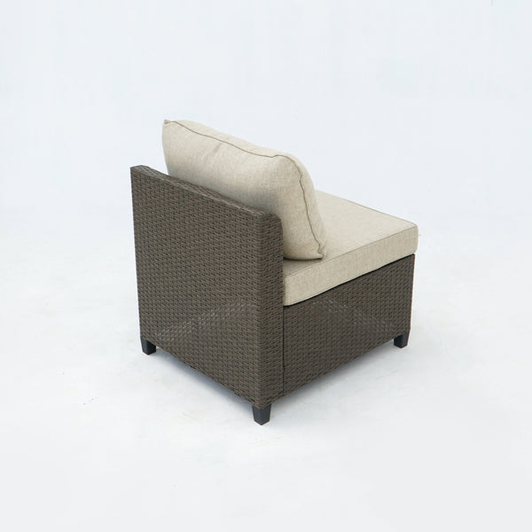 8 Piece Brown Outdoor Sectional Wicker Sofa Chairs and Tables  with Interchangable Beige and Red Cushion Covers