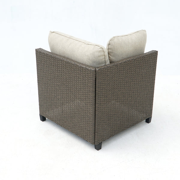 8 Piece Brown Outdoor Sectional Wicker Sofa Chairs and Tables  with Interchangable Beige and Red Cushion Covers