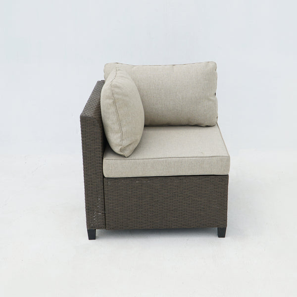 8 Piece Brown Outdoor Sectional Wicker Sofa Chairs and Tables  with Interchangable Beige and Red Cushion Covers
