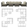 8 Piece Brown Outdoor Sectional Wicker Sofa Chairs and Tables  with Interchangable Beige and Red Cushion Covers