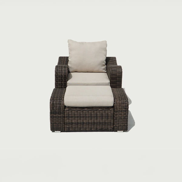 5 Place Seating Brown Outdoor Wicker Sofa and Sofa Chair Set with Table