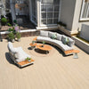 6 Place Seating Outdoor Cream Aluminum and Teak Contour Sofa Set