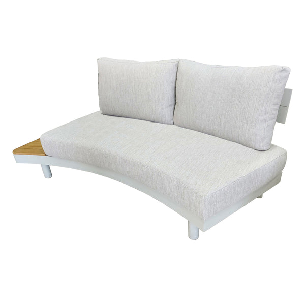 6 Place Seating Outdoor Cream Aluminum and Teak Contour Sofa Set