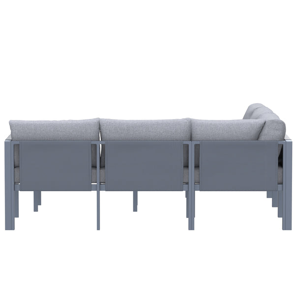 5 Place Seating Outdoor Gray Sofa and Table Set