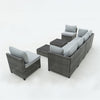 8 Piece Gray Outdoor Sectional Wicker Sofa Chairs and Tables  with Interchangable Blue and Gray Cushion Covers