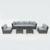 8 Piece Gray Outdoor Sectional Wicker Sofa Chairs and Tables  with Interchangable Blue and Gray Cushion Covers
