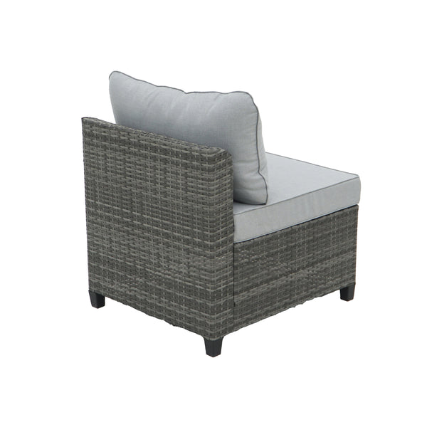 8 Piece Gray Outdoor Sectional Wicker Sofa Chairs and Tables  with Interchangable Blue and Gray Cushion Covers