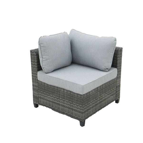 8 Piece Gray Outdoor Sectional Wicker Sofa Chairs and Tables  with Interchangable Blue and Gray Cushion Covers