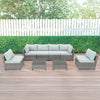 8 Piece Gray Outdoor Sectional Wicker Sofa Chairs and Tables  with Interchangable Blue and Gray Cushion Covers