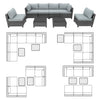 8 Piece Gray Outdoor Sectional Wicker Sofa Chairs and Tables  with Interchangable Blue and Gray Cushion Covers