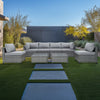 8 Piece Gray Outdoor Sectional Wicker Sofa Chairs and Tables  with Interchangable Blue and Gray Cushion Covers