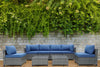 8 Piece Gray Outdoor Sectional Wicker Sofa Chairs and Tables  with Interchangable Blue and Gray Cushion Covers