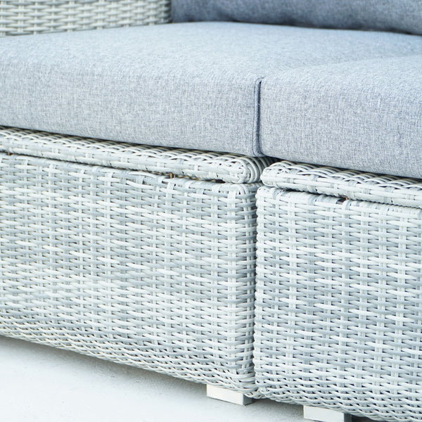 5 Place Seating Gray Outdoor Wicker Sofa and Sofa Chair Set with Table