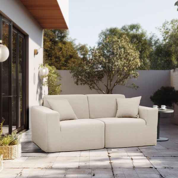 2 Place Seating  Beige Outdoor Compressed Foam Sectional Sofas