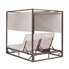 2 Place Outdoor Aluminum Rectangular Patio Daybed with Retractable Beige Textilene Fabric Canopy
