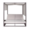 2 Place Outdoor Aluminum Rectangular Patio Daybed with Retractable Beige Textilene Fabric Canopy