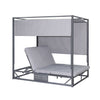 2 Place Outdoor Aluminum Rectangular Patio Daybed with Retractable Gray Textilene Fabric Canopy