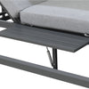 2 Place Outdoor Aluminum Rectangular Patio Daybed with Retractable Gray Textilene Fabric Canopy