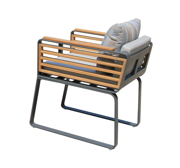 6 Place Seating Palazzolo Outdoor Teak Patio Dining Table Set and Cushioned Chairs