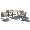 6 Place Seating Palazzolo Outdoor Teak Patio Dining Table Set and Cushioned Chairs