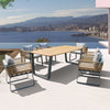 6 Place Seating Palazzolo Outdoor Teak Patio Dining Table Set and Cushioned Chairs