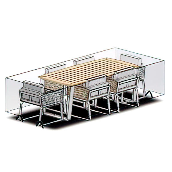 6 Place Seating Palazzolo Outdoor Teak Patio Dining Table Set and Cushioned Chairs